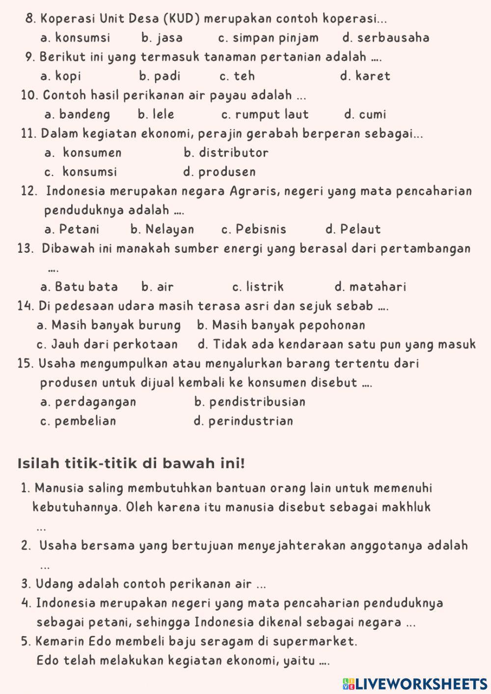 Ulangan Harian IPS Tema 2