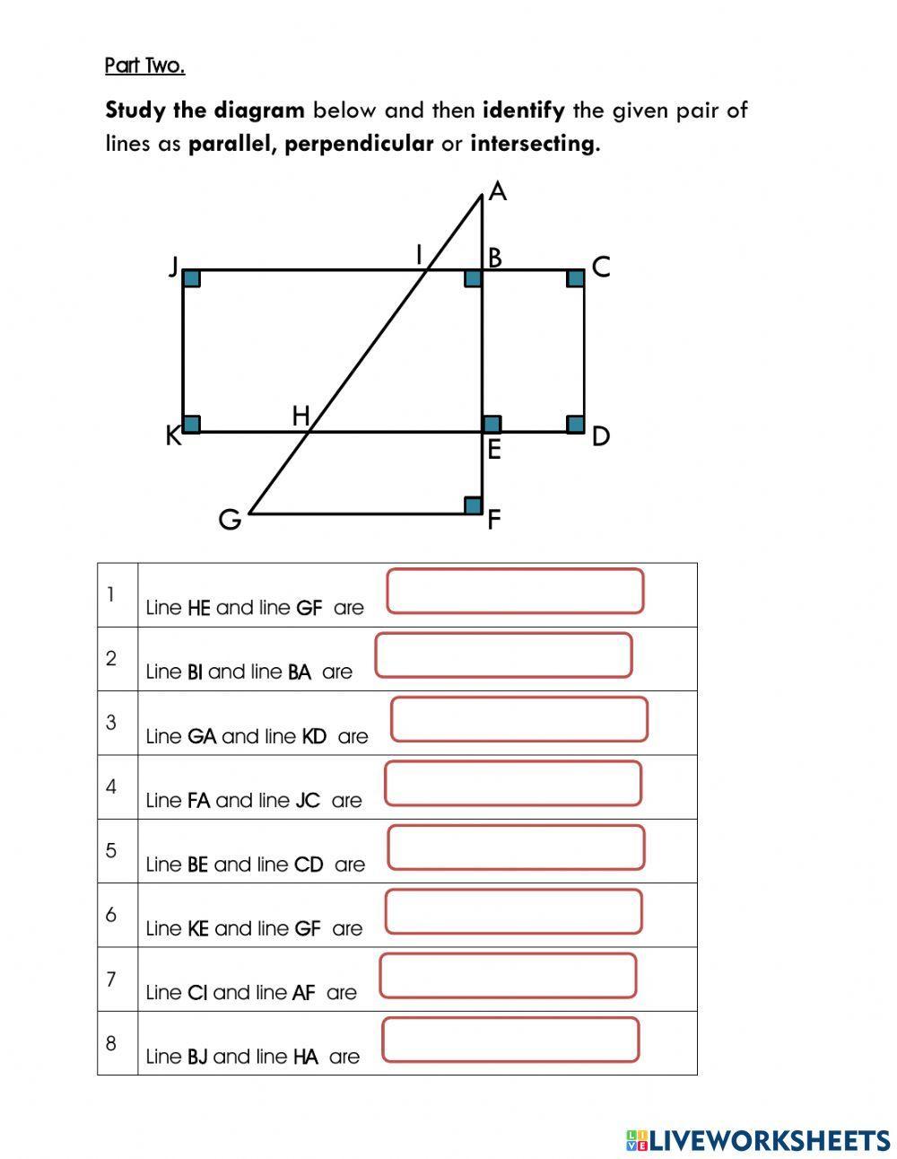 Parallel, Perpendicular and intersecting lines