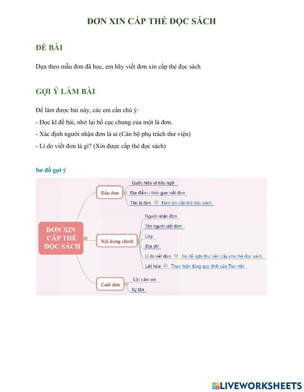 Đơn xin cấp thẻ đọc sách