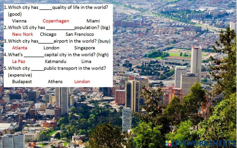 Cities quiz student 2