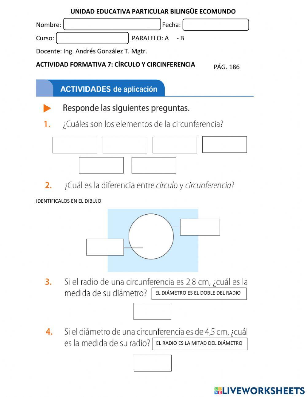 Círculo y circunferencia Círculo y circunferencia