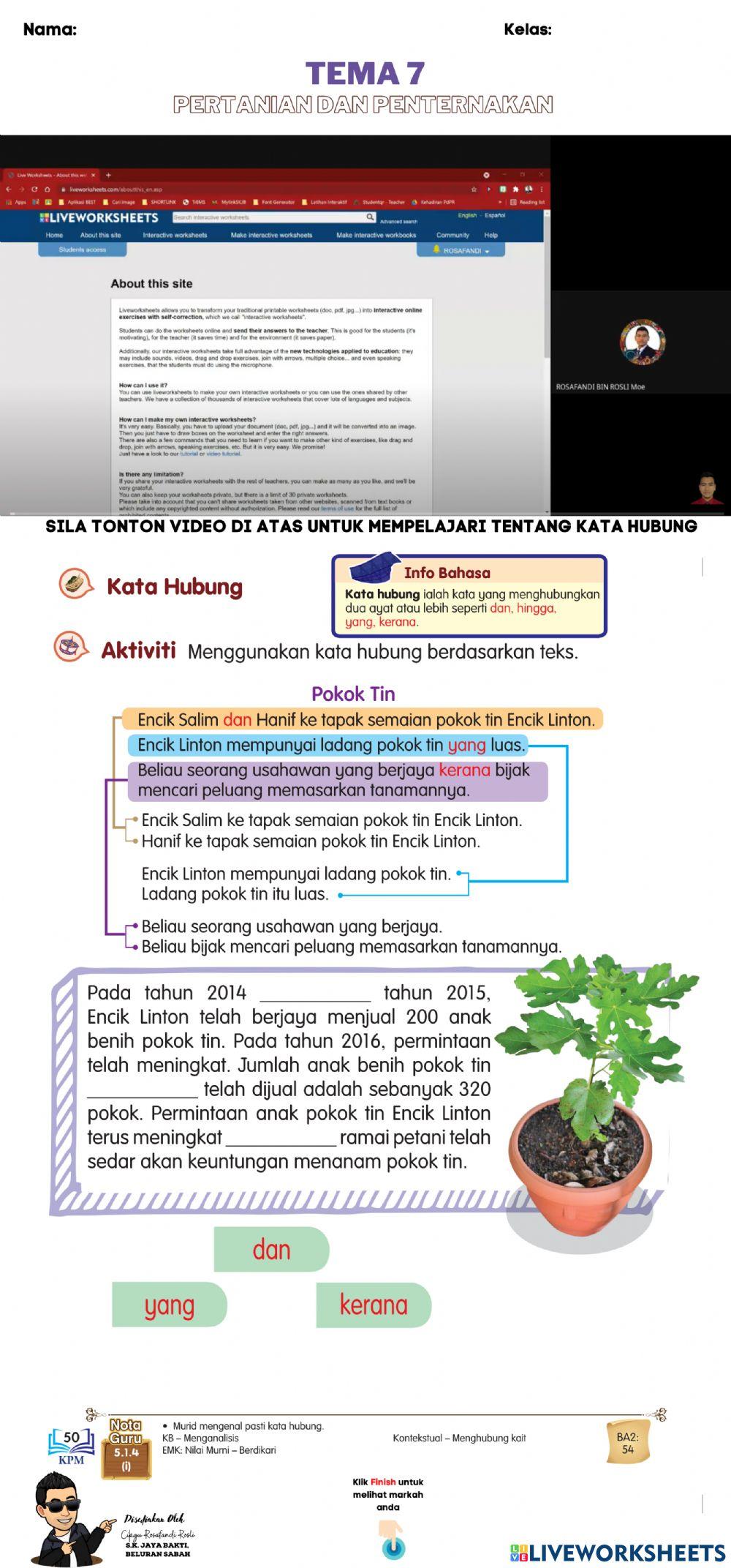 Latihan BM Kata Hubung Tahun 3