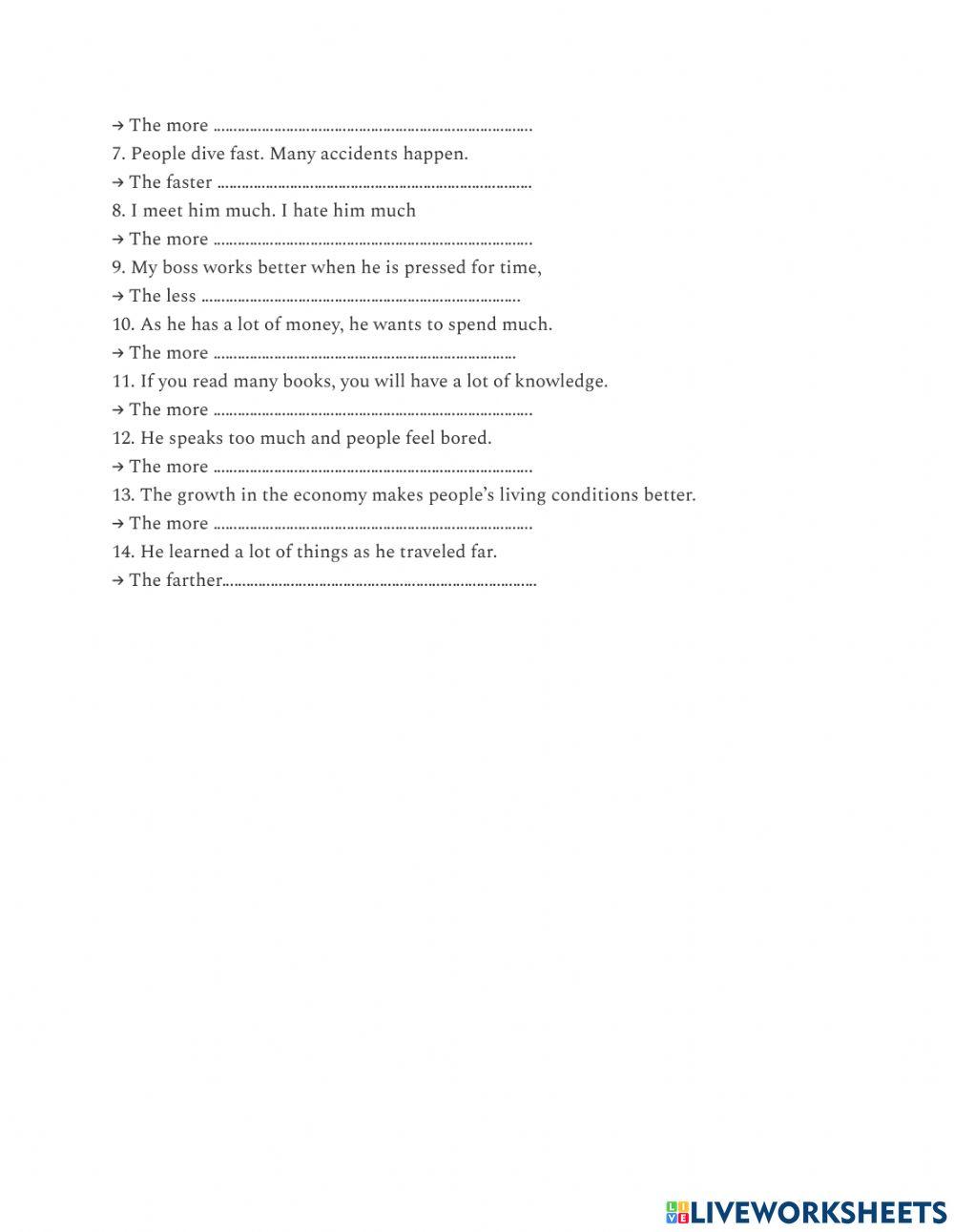 Bt câu so sánh nâng cao