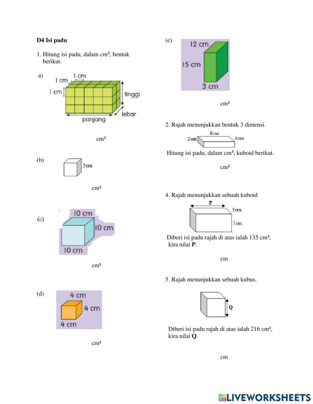 Matematik Tahun 4 : Isi Padu