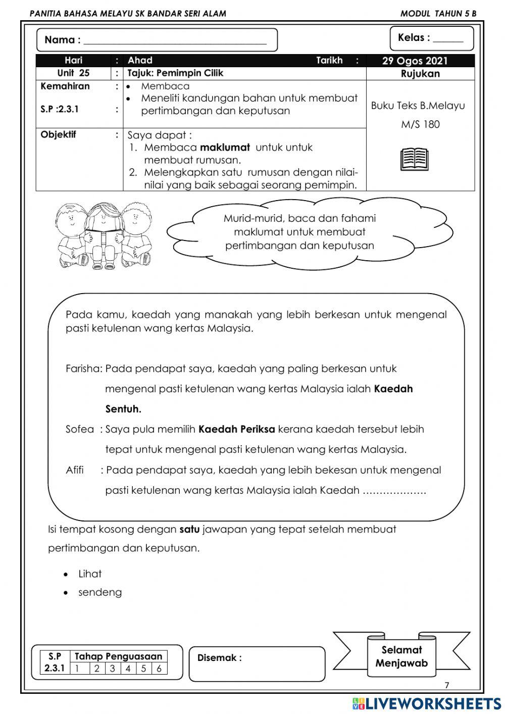 KELAS BAHASA MELAYU TAHUN 5