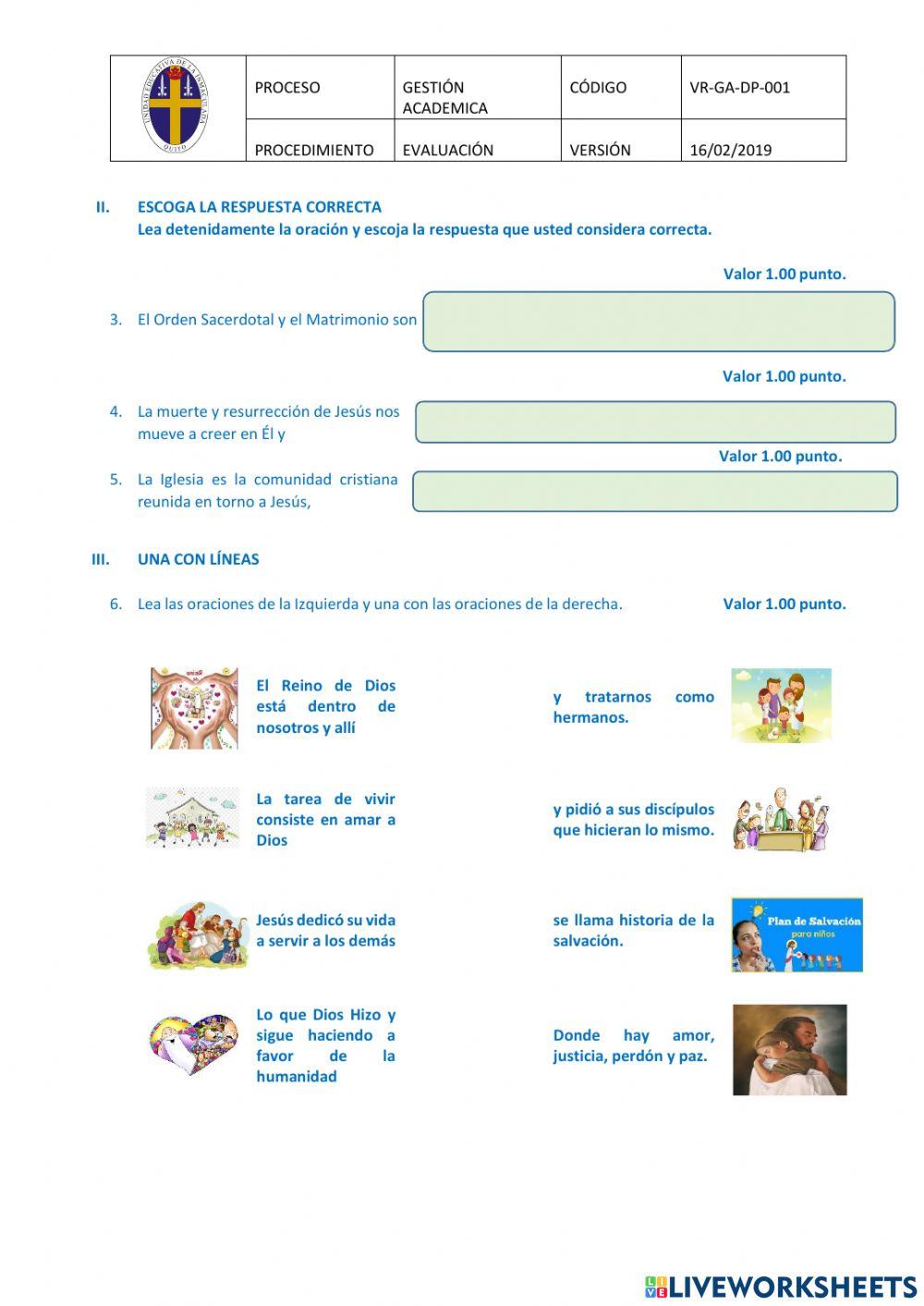 Evaluación diagnóstica 6to egb