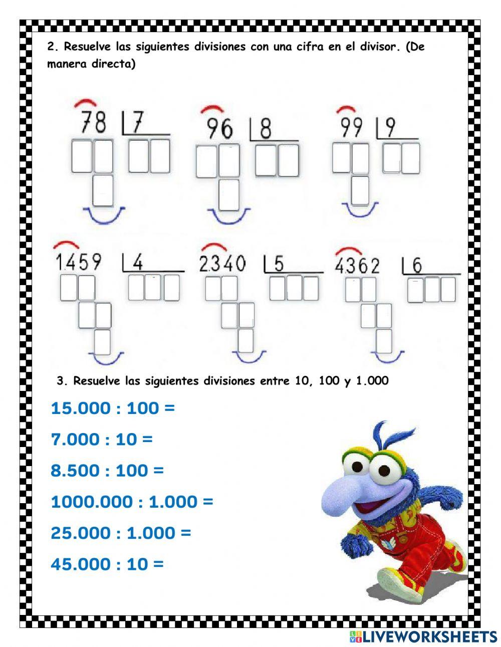 División de 1 cifra