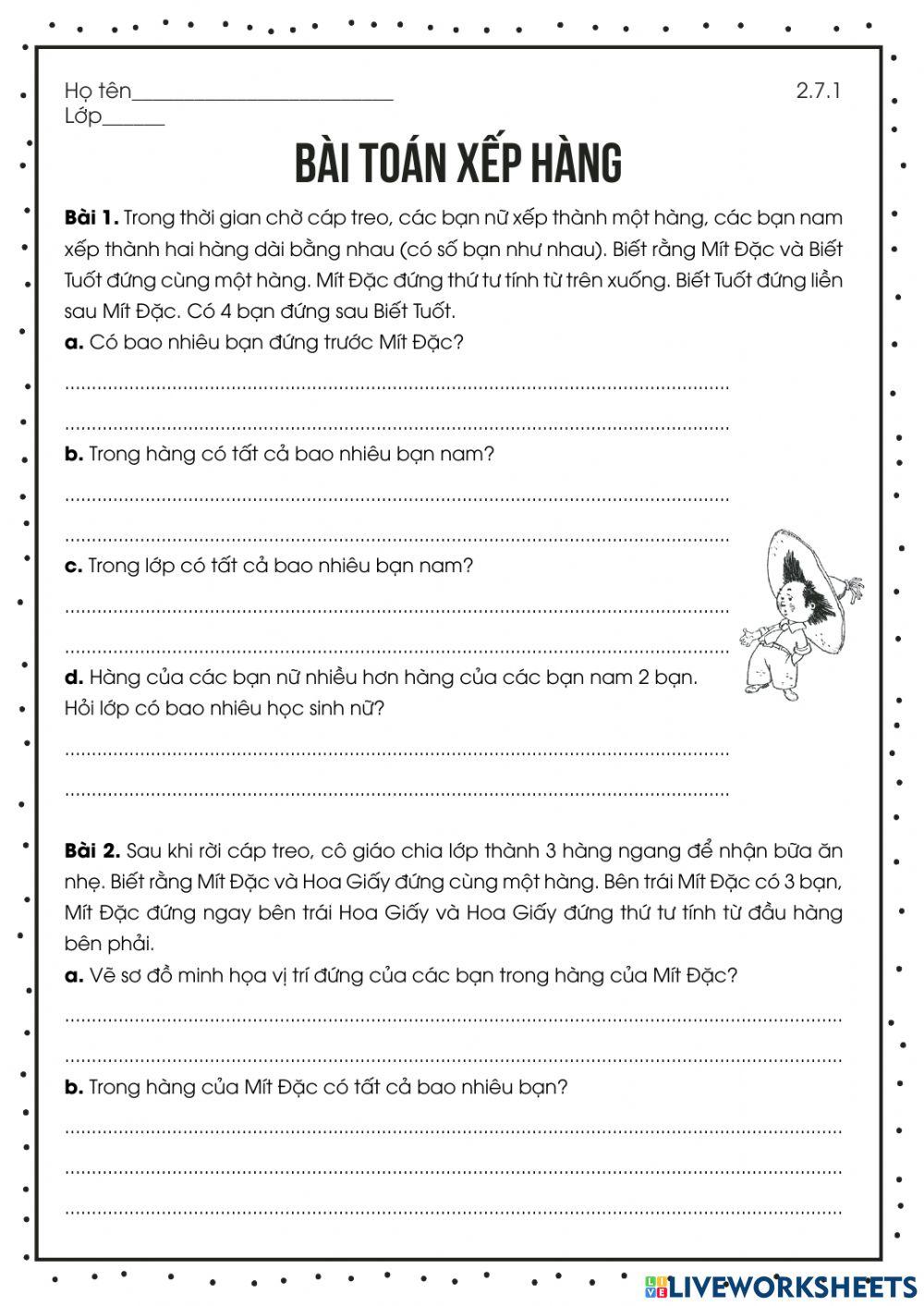 Toán 2.7 - Bài toán xếp hàng (tiếp)