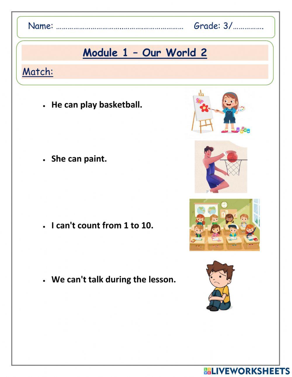 Grade 3 Module 1 Our World 2 (Can-Can't)