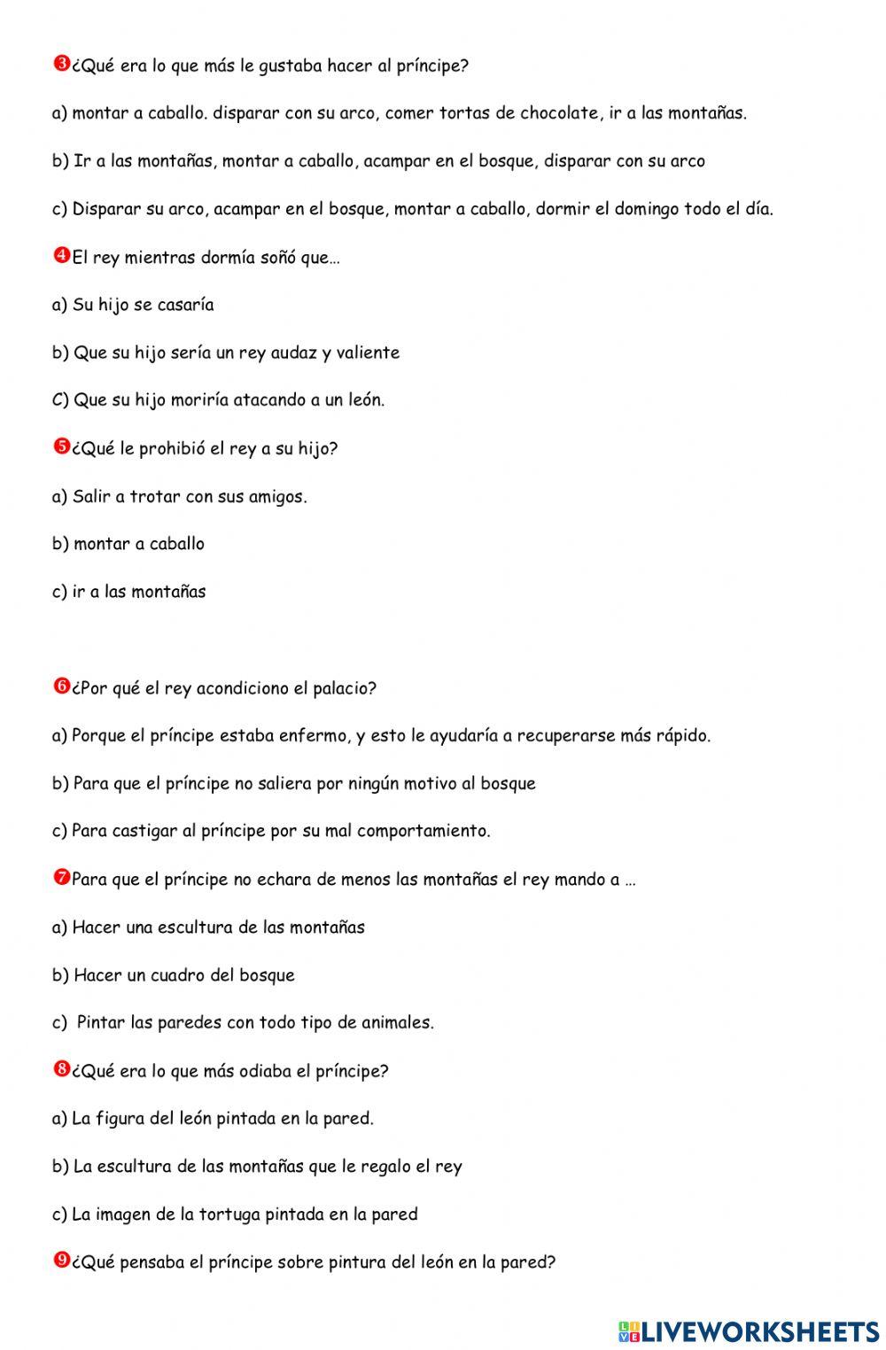 Ficha 2 fábula el león y el príncipe (Esopo)