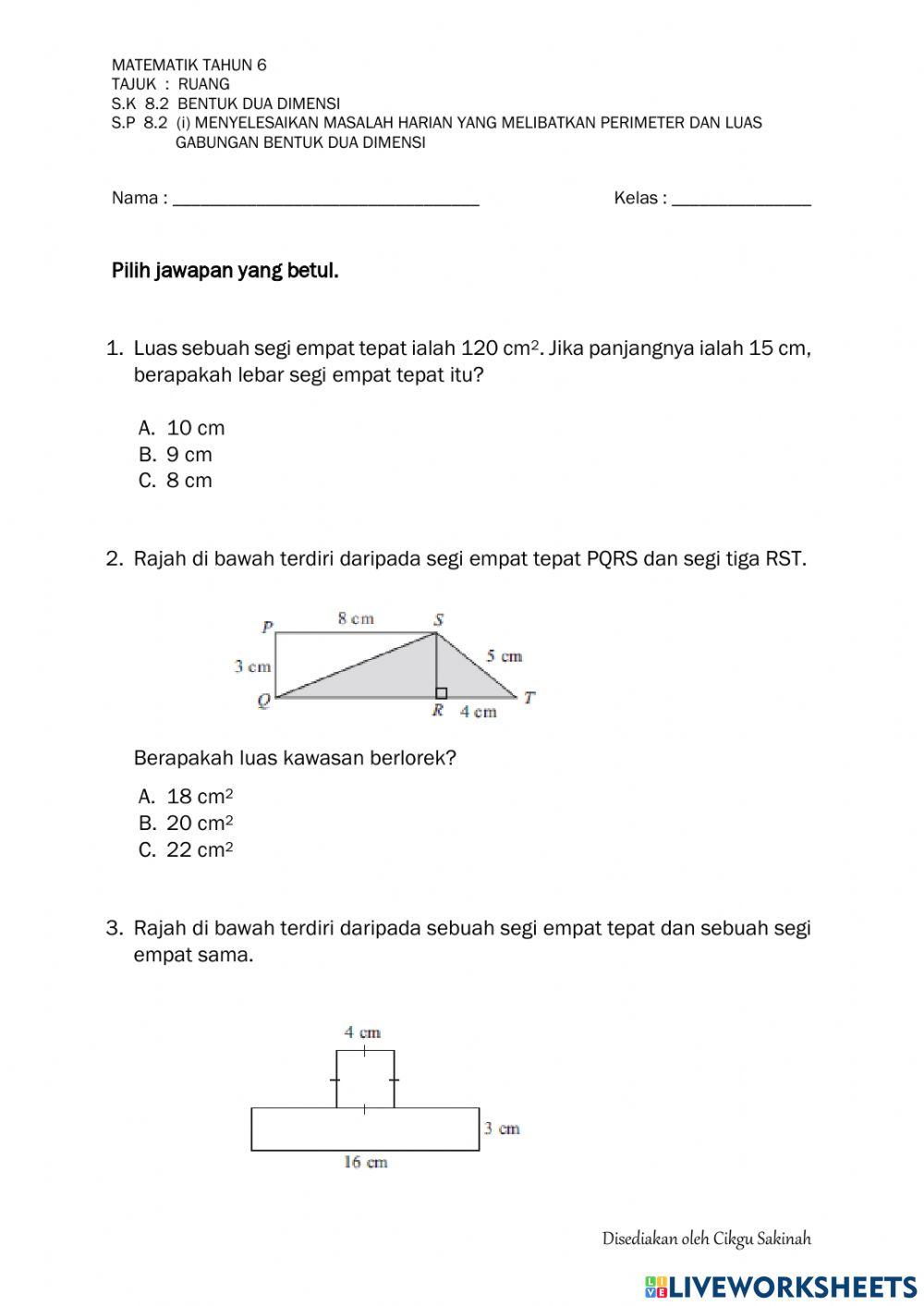 Penyelesaian masalah ruang tahun 6