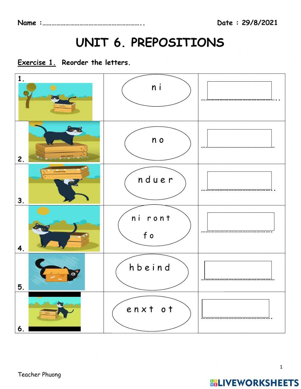 Prepositions of place