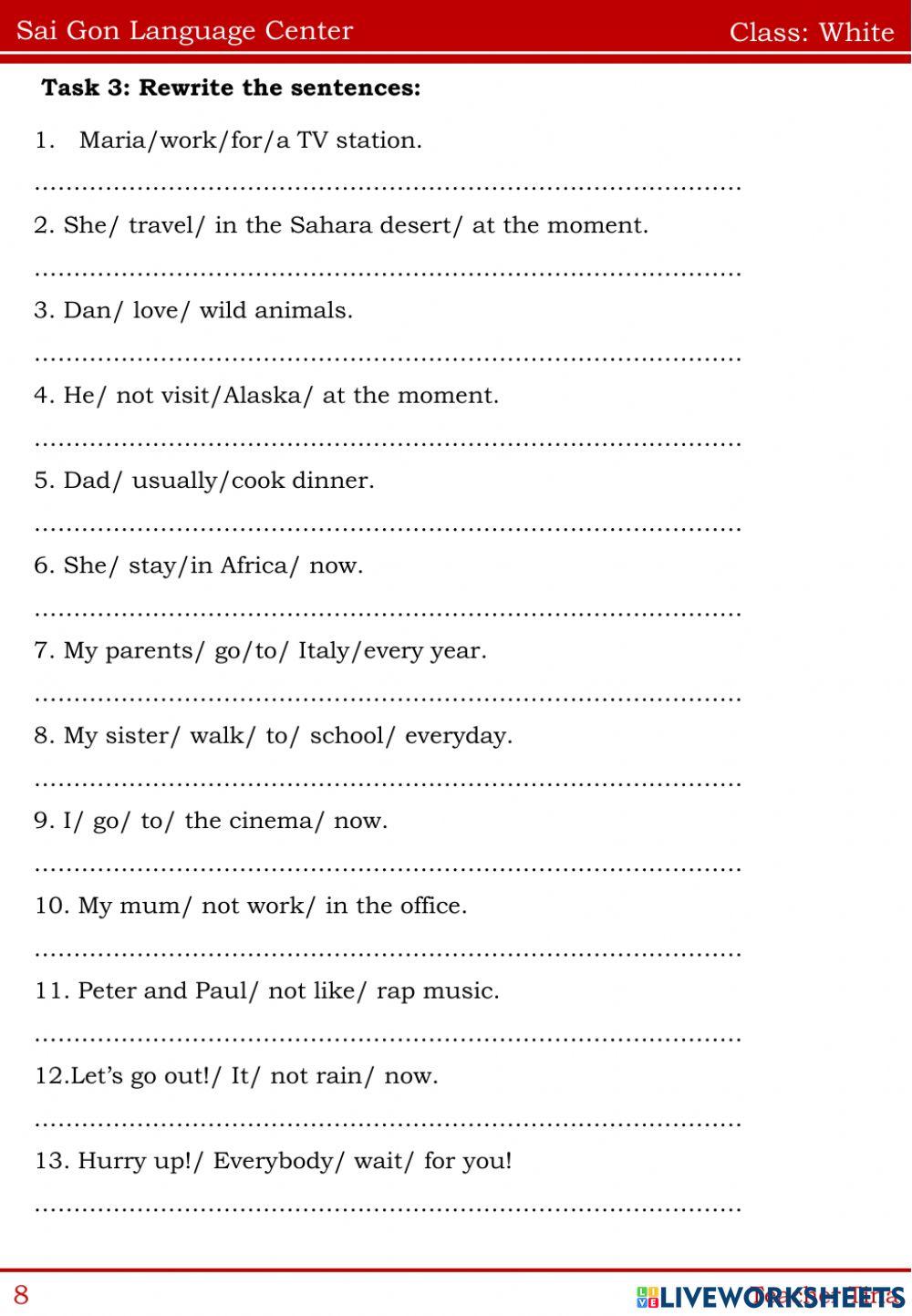 Review present simple, present continuous