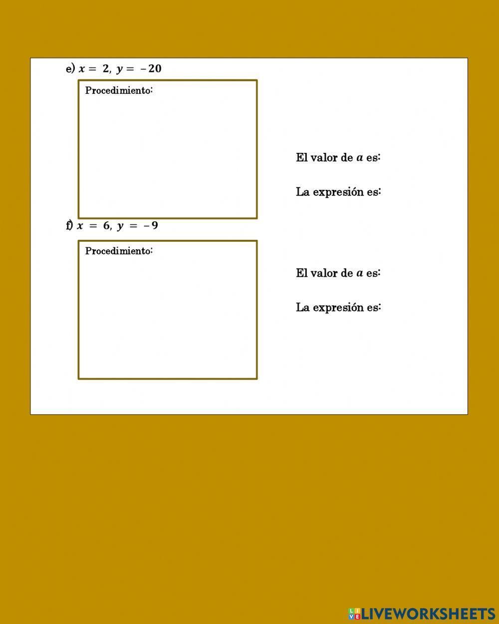 Representación en la forma y-ax