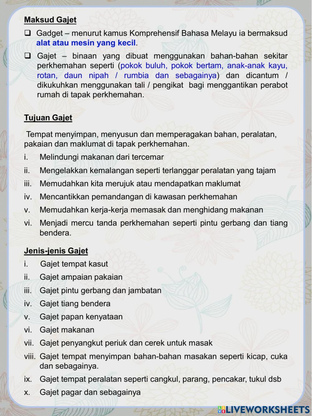 Perkhemahan & Gajet Asas