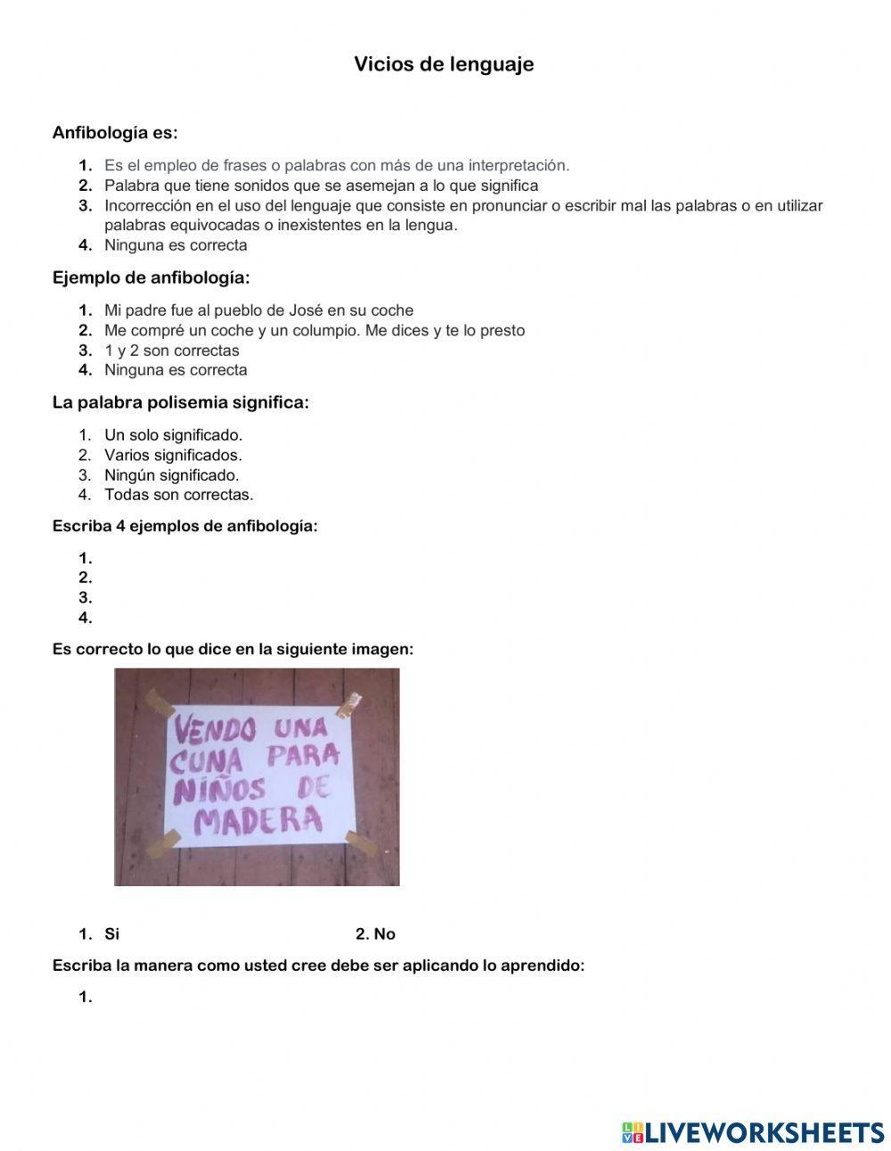 Vicios de lenguaje Anfibología