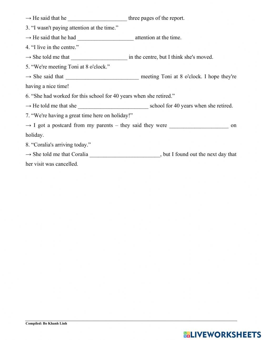 English 9 - Unit 3 - Prepositions - Reported Speech