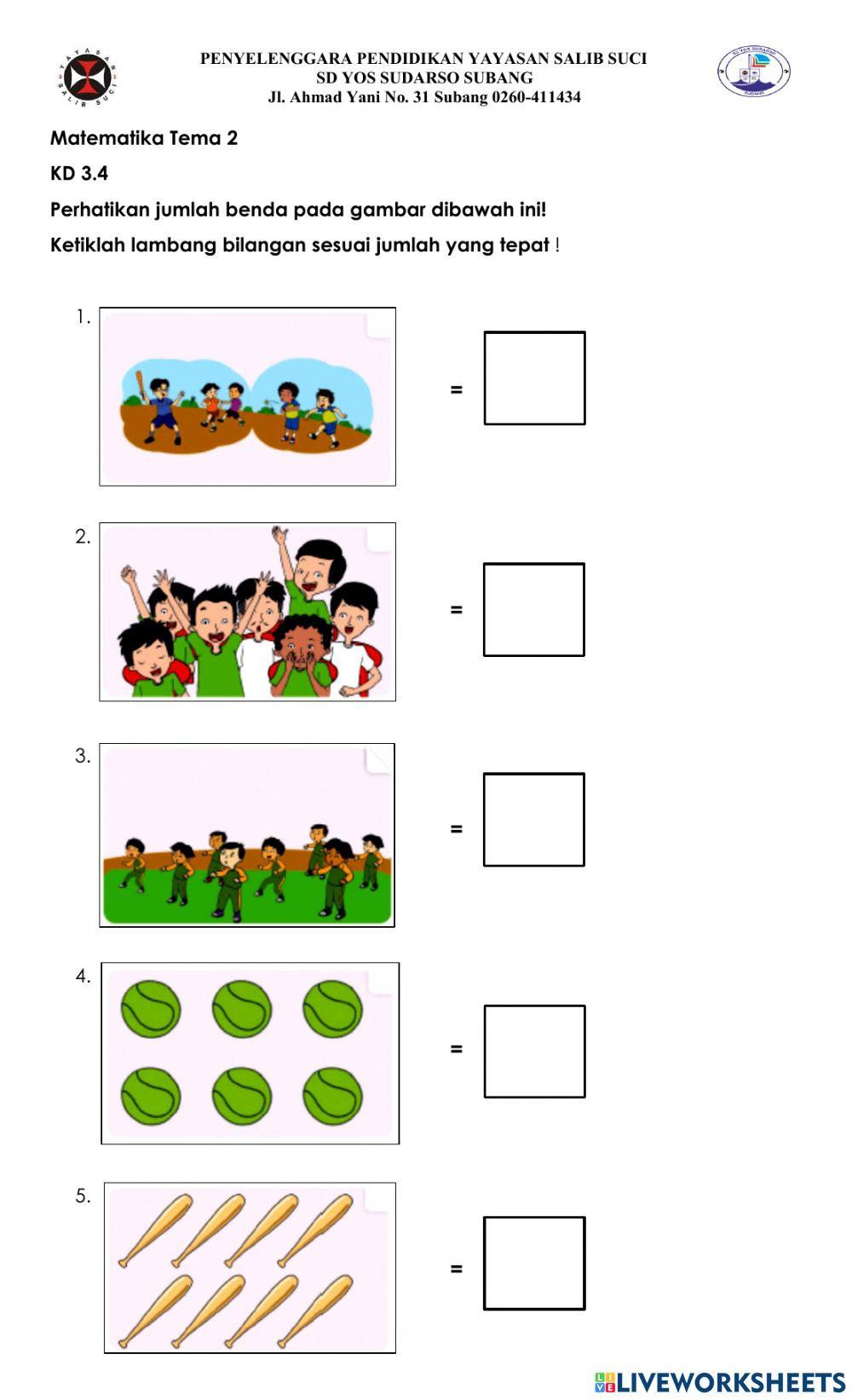 Latihan 1 Menghitung Jumlah Benda 1-10