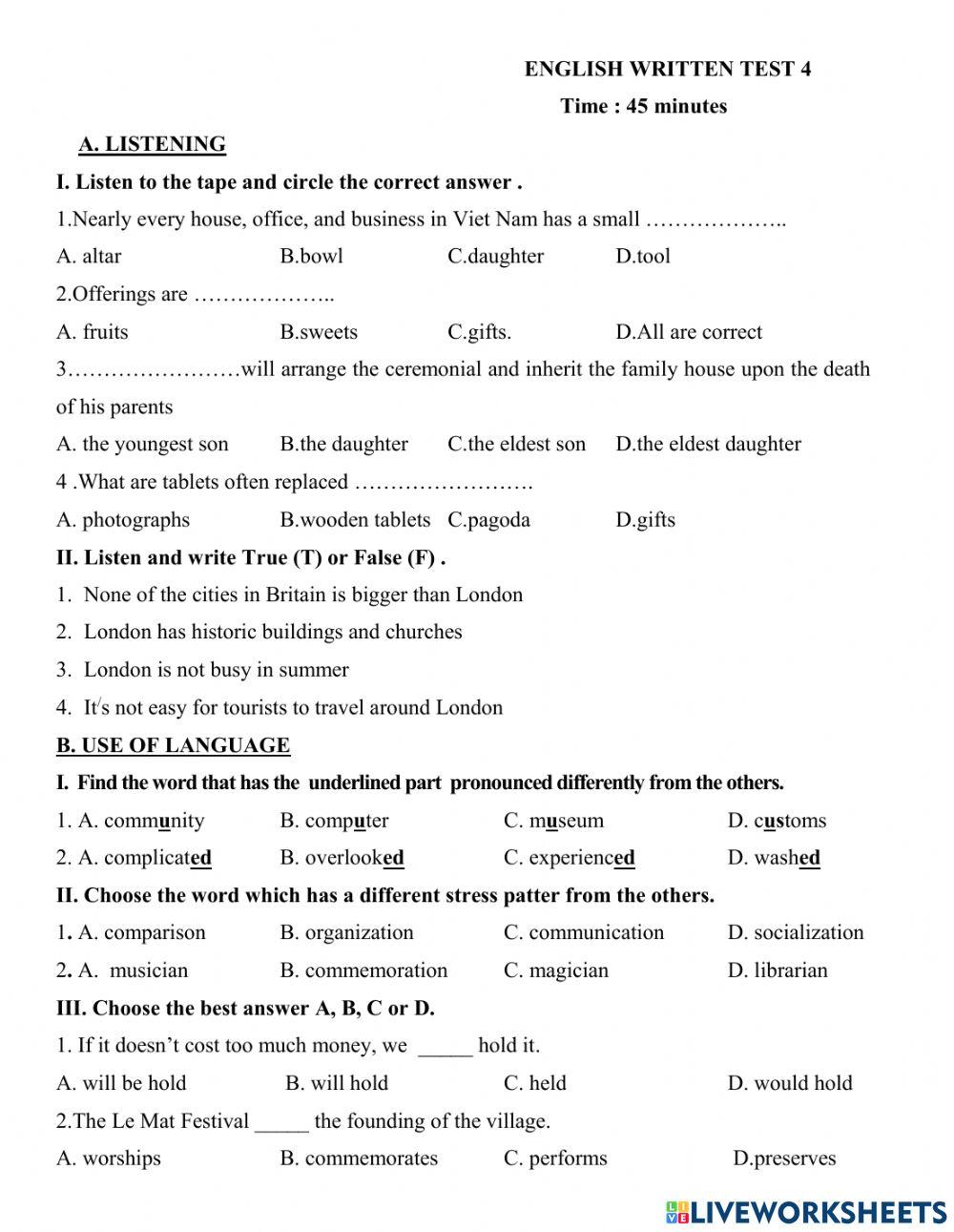 Mid - term Test 4 - G8