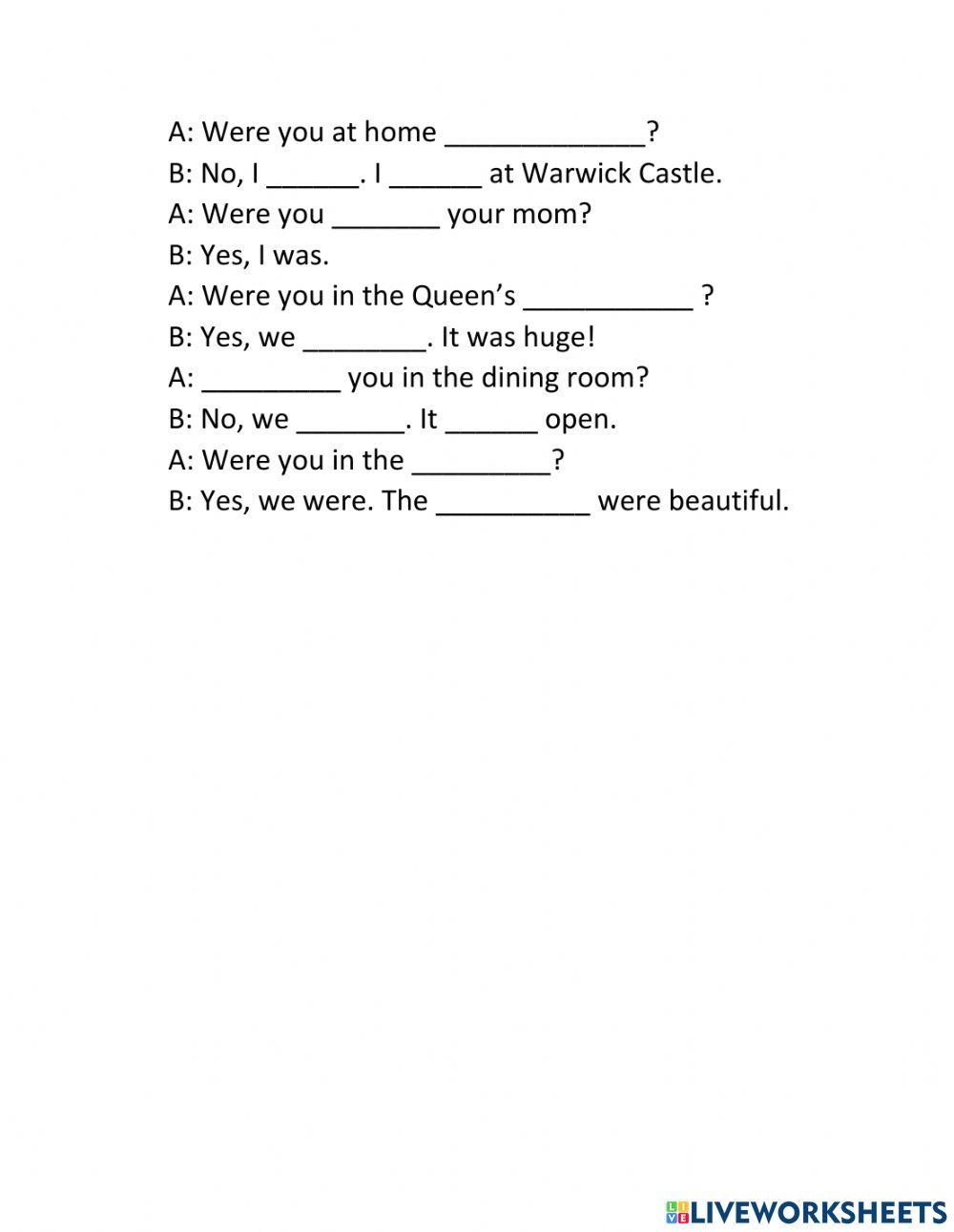 Listen and Write (Was-wasn't-were-weren't)