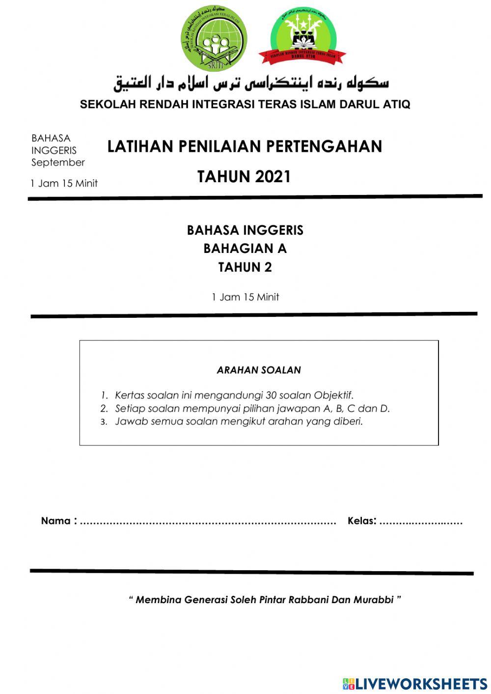 Bahasa inggeris tahun 2 a