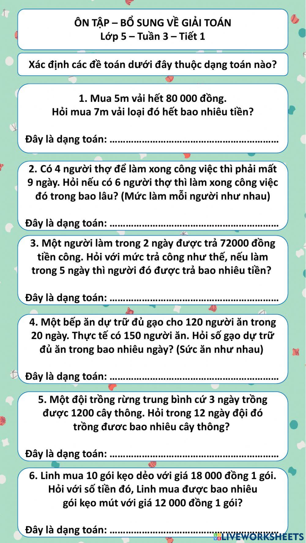 Ôn tập toán tiết 1 - tuần 3