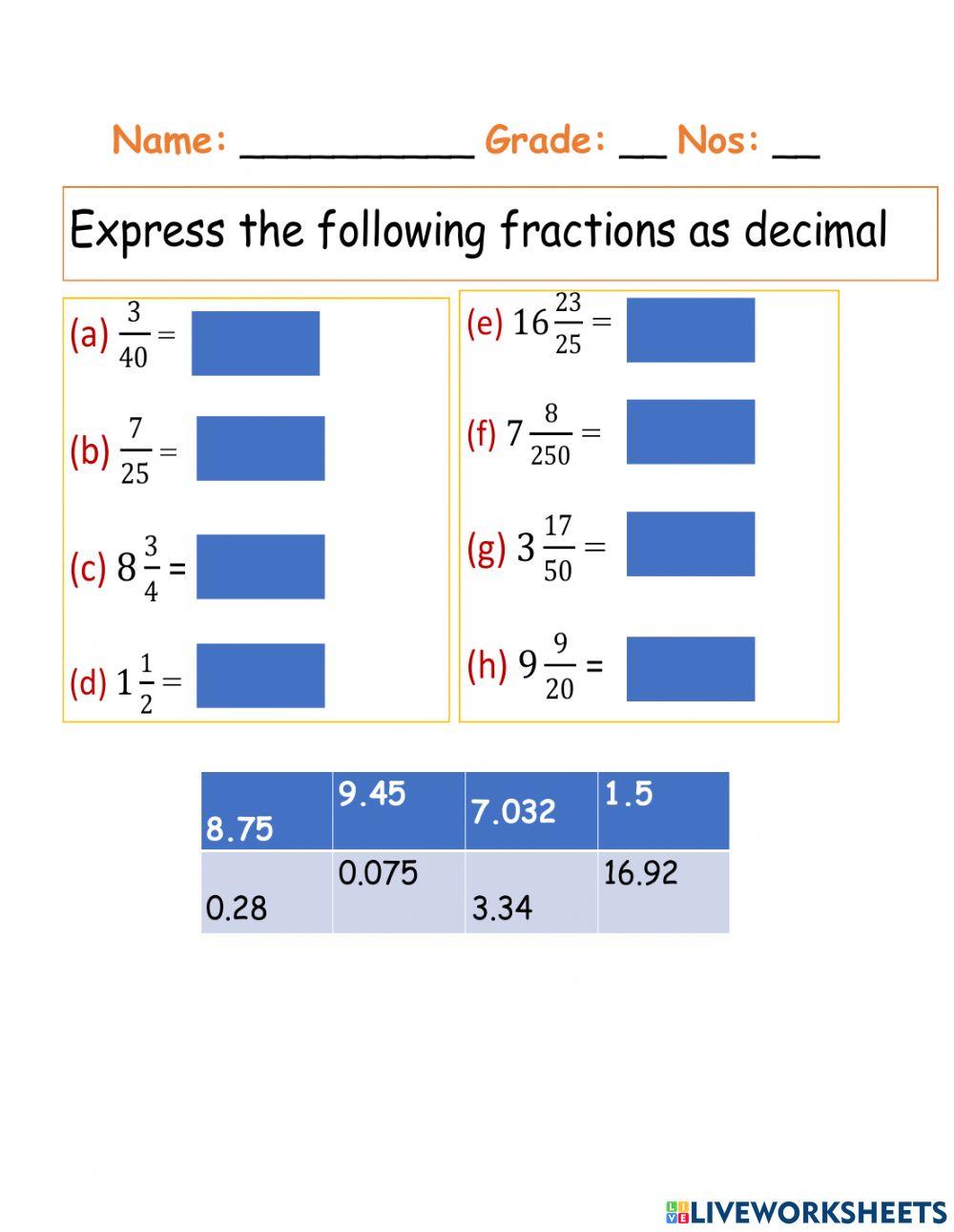 Fraction to Decimals