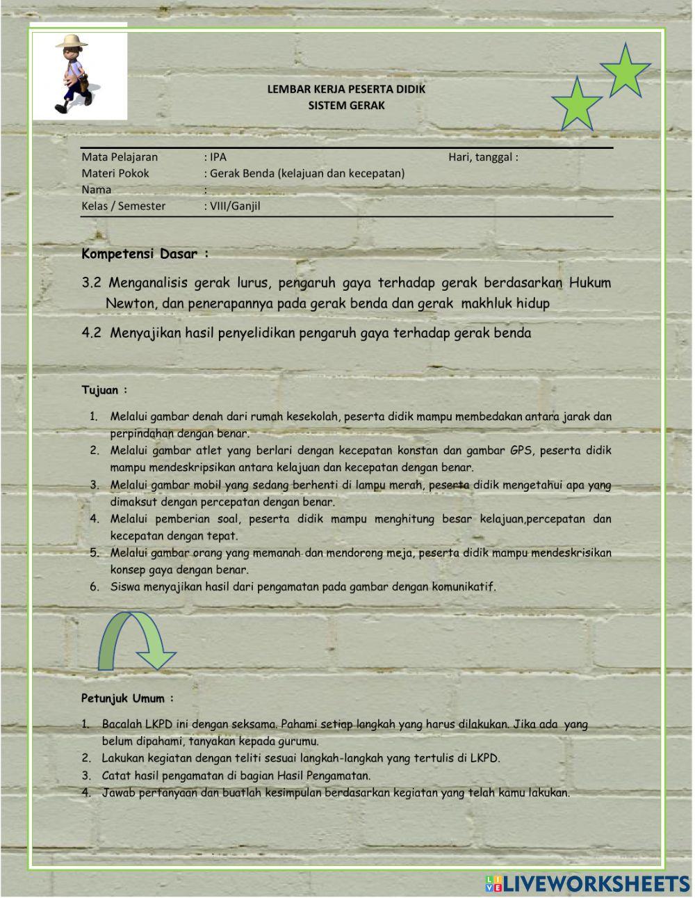 LKPD Kelajaun dan Kecepatan kelas 8