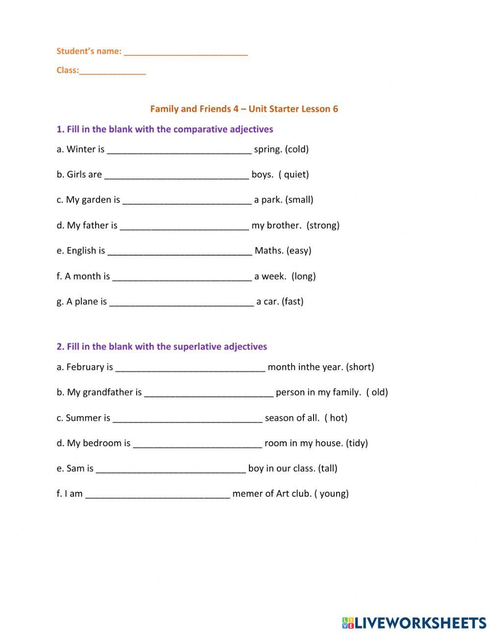 FF4 Unit Starter Lesson 6