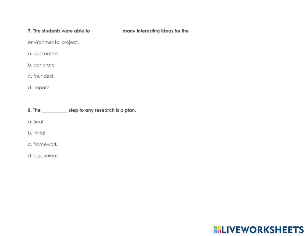 High Frequency Vocabulary- Act.2