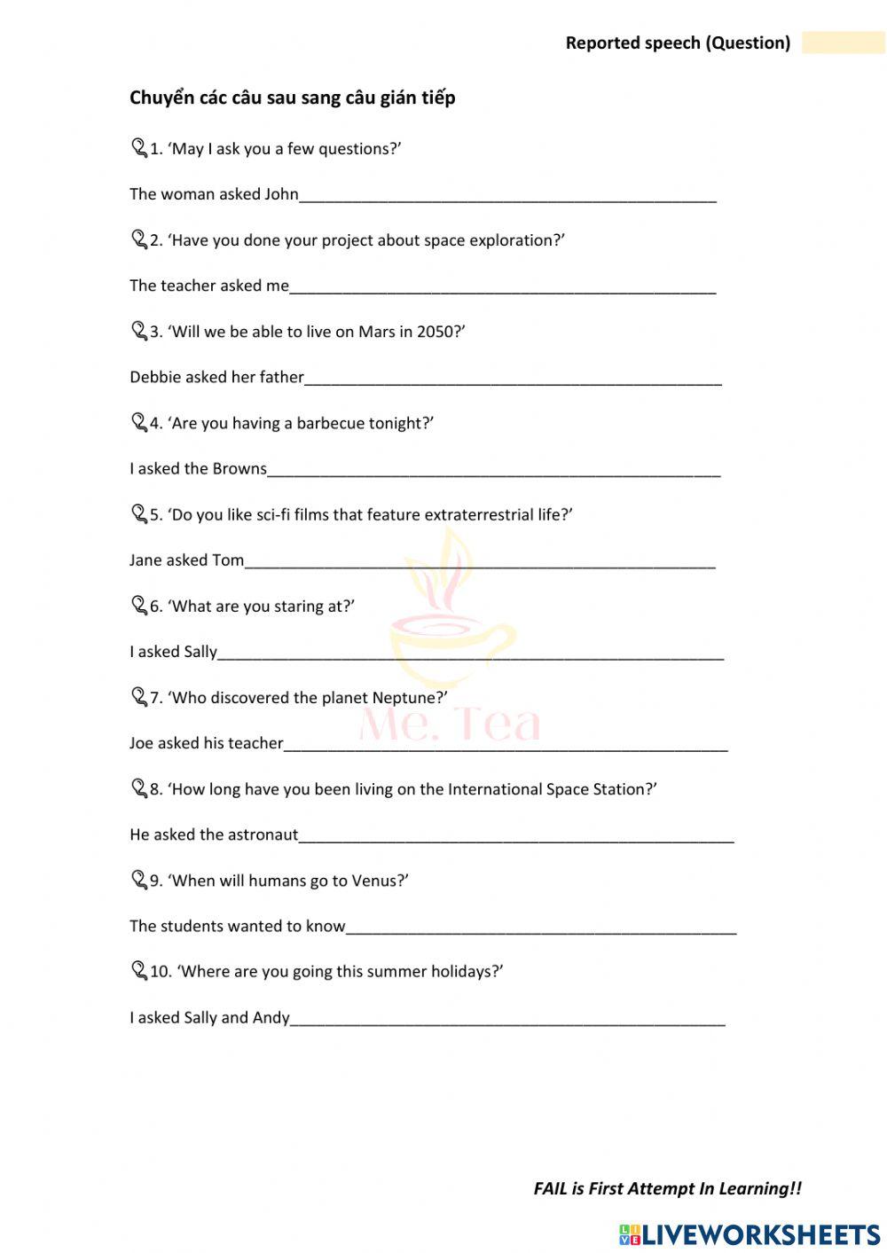 Reported speech (questions)