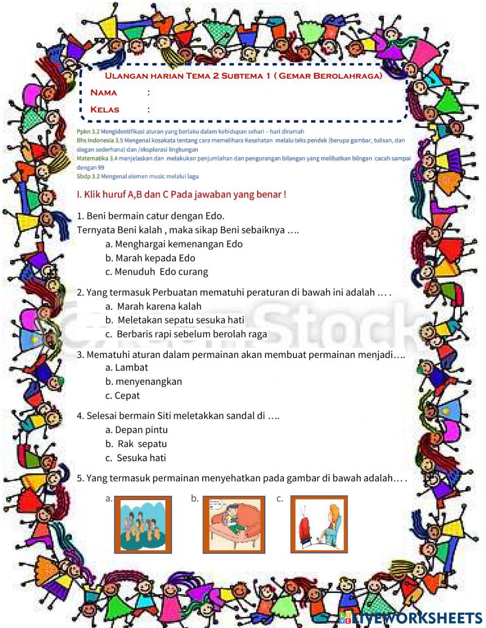 Ulangan harian tema 2 st 1