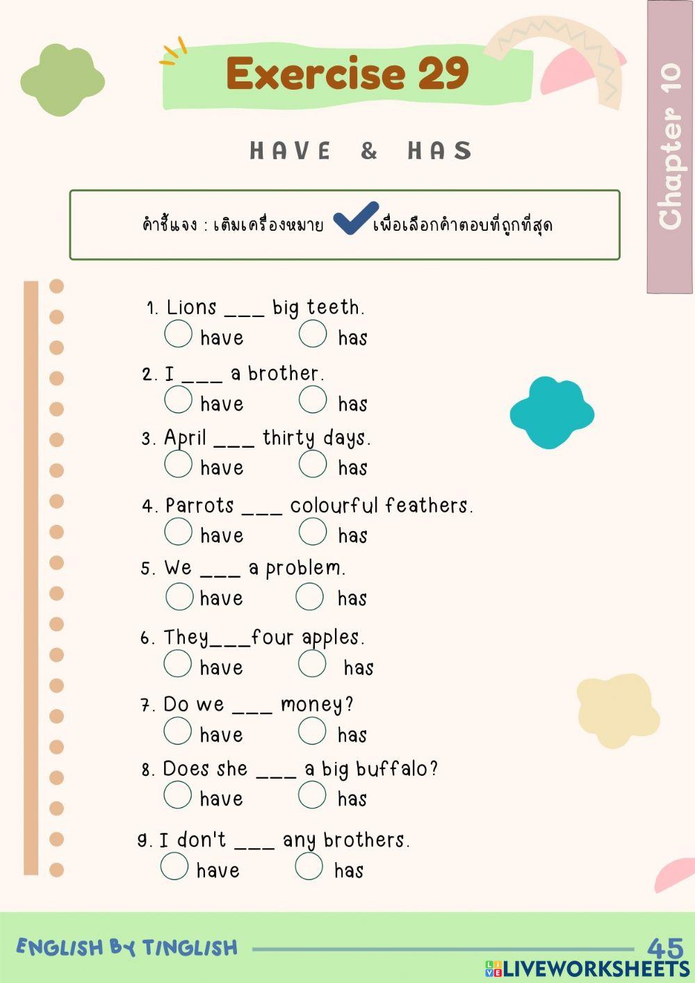 Chapter 10 Have & Has