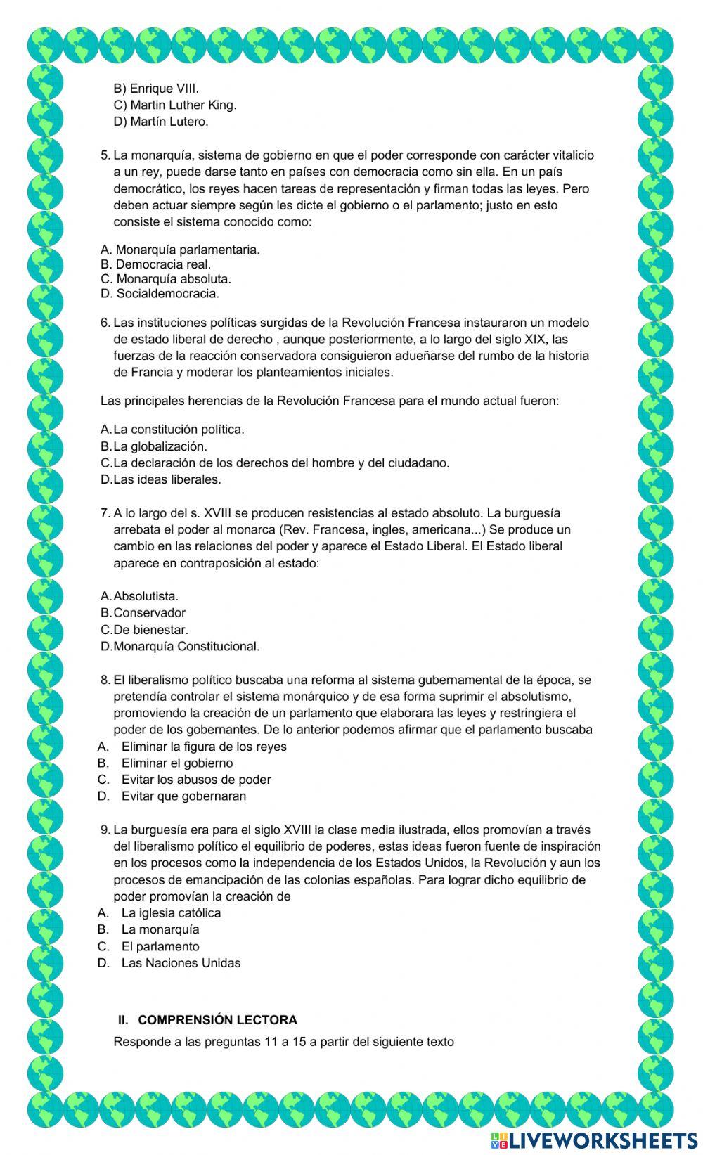 Evaluación Bimensual 3 Periodo Sociales