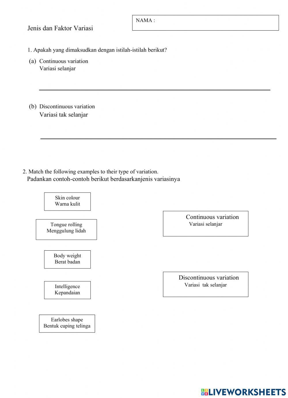 Jenis dan punca variasi