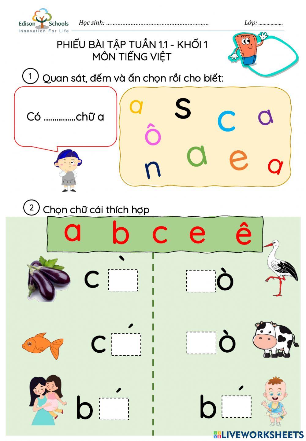 Tuần 1.Ôn tập. a,b,c,e,ê