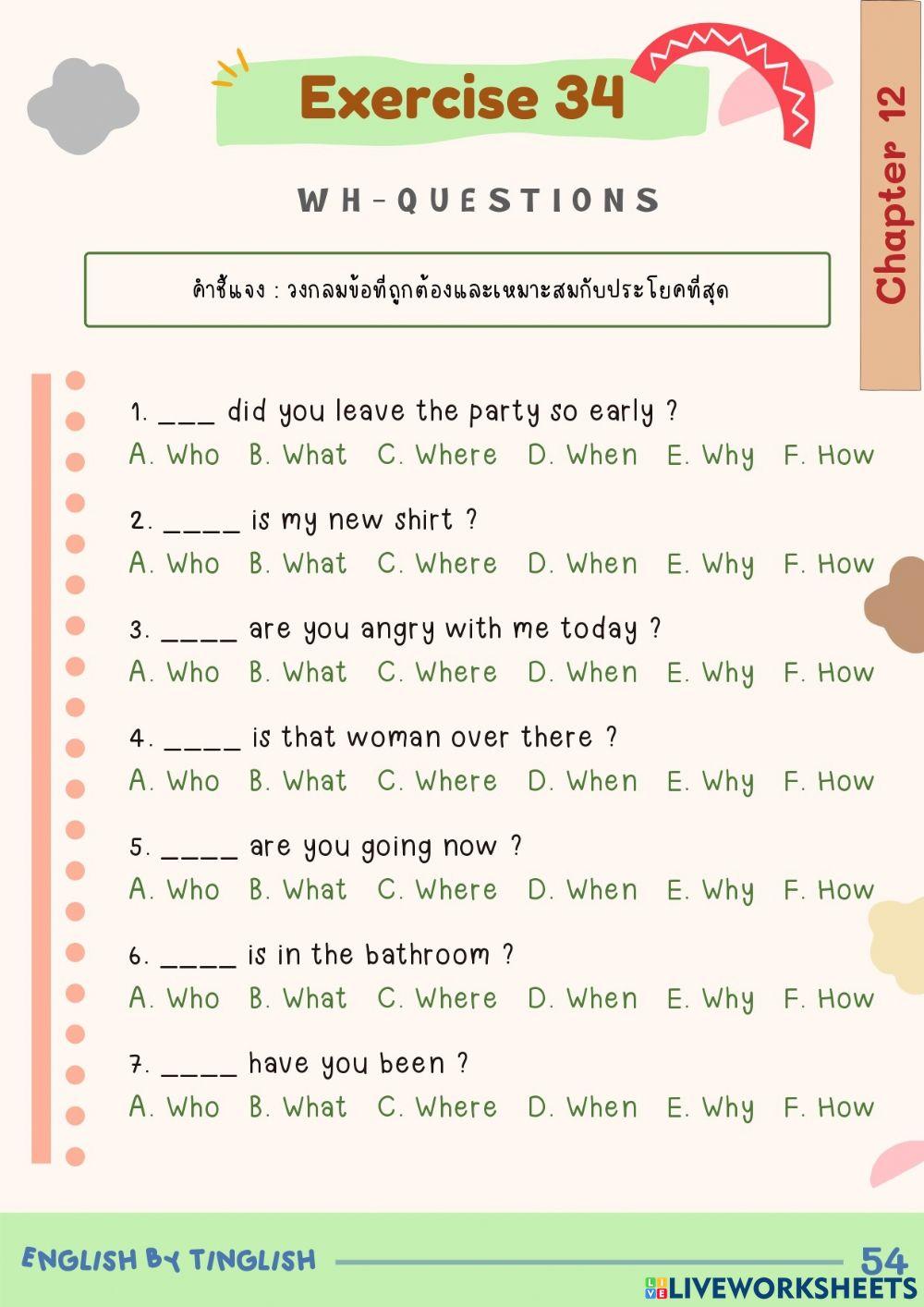 Chapter 12 WH-Questions