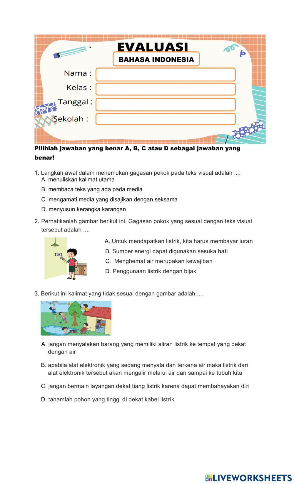 Mengukur Pemahaman Melalui Kegembiraan: Soal Evaluasi Bahasa Indonesia Kelas 3 yang Berbasis Kegiatan