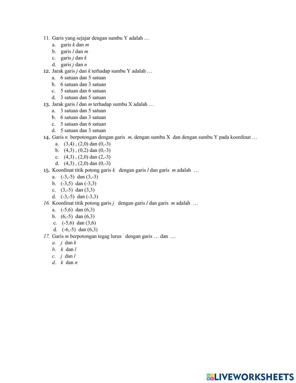 Ulangan Harian 2 Koordinat Katesius