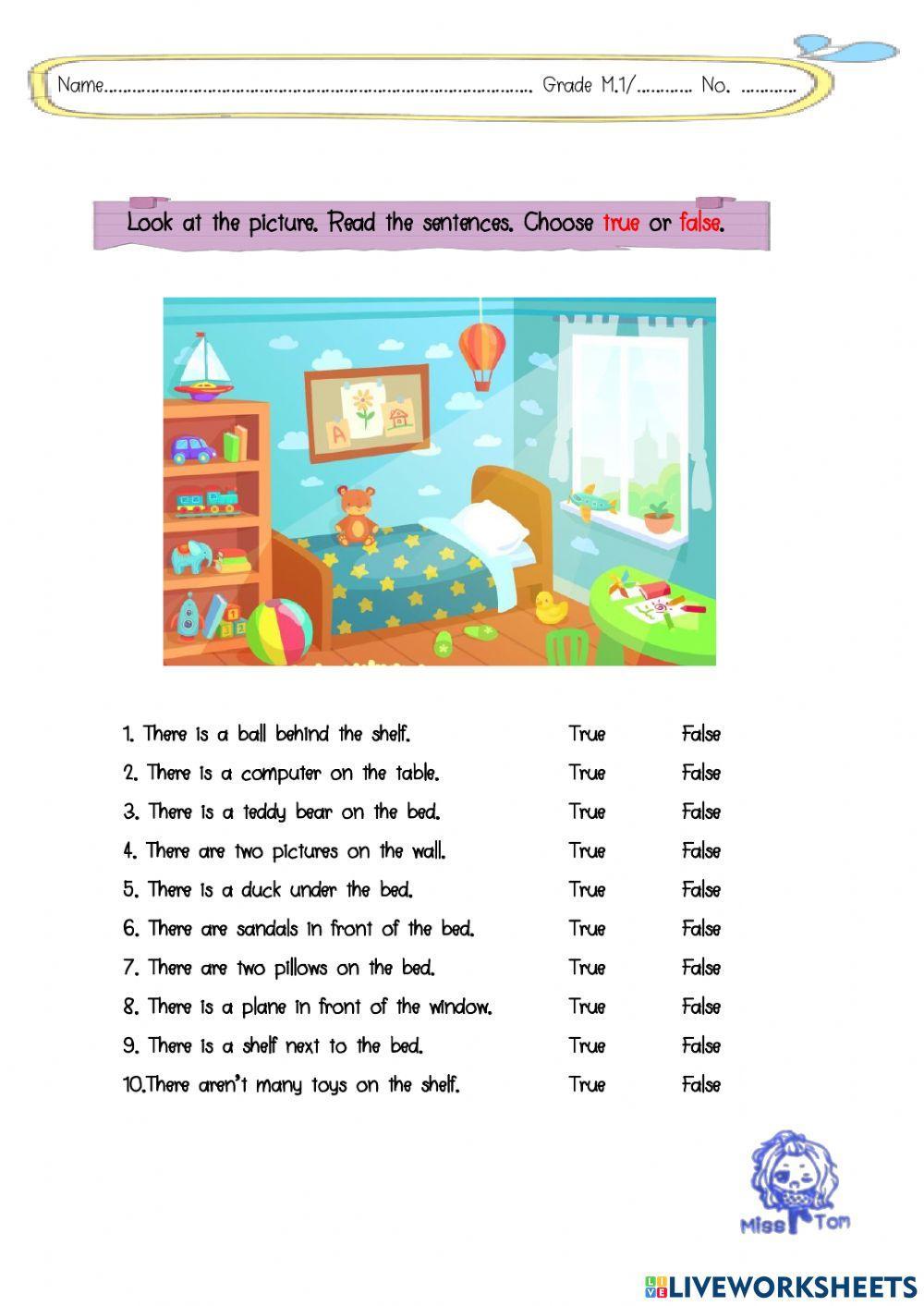 Look at the picture. Read the sentences. Choose true or false.