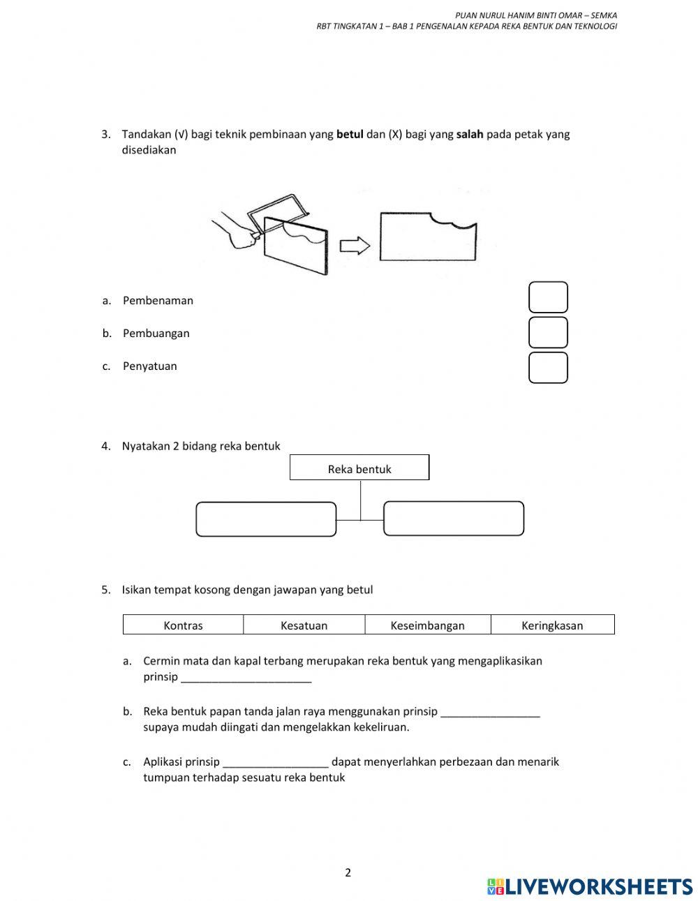Rbt tingkatan 1 : pengenalan reka bentuk dan teknologi