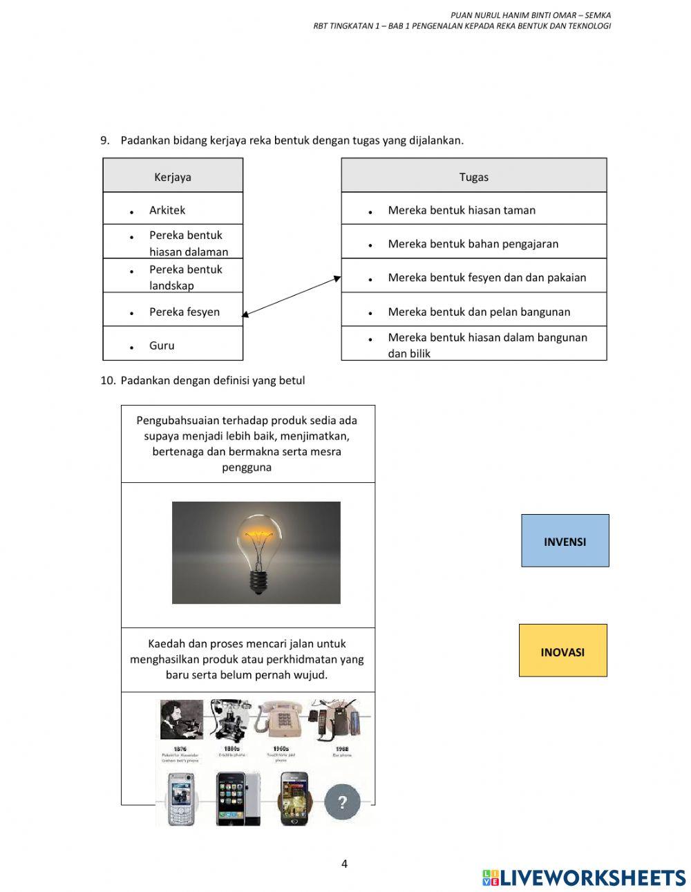Rbt tingkatan 1 : pengenalan reka bentuk dan teknologi