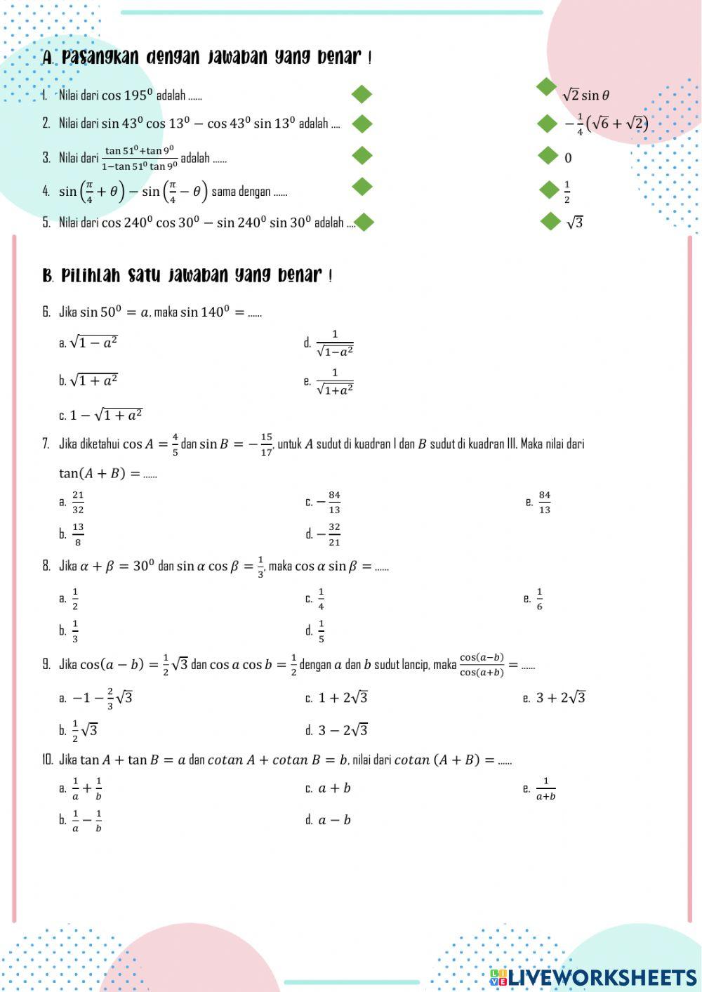 LKPD 02 - Rumus Jumlah dan Selisih Dua Sudut
