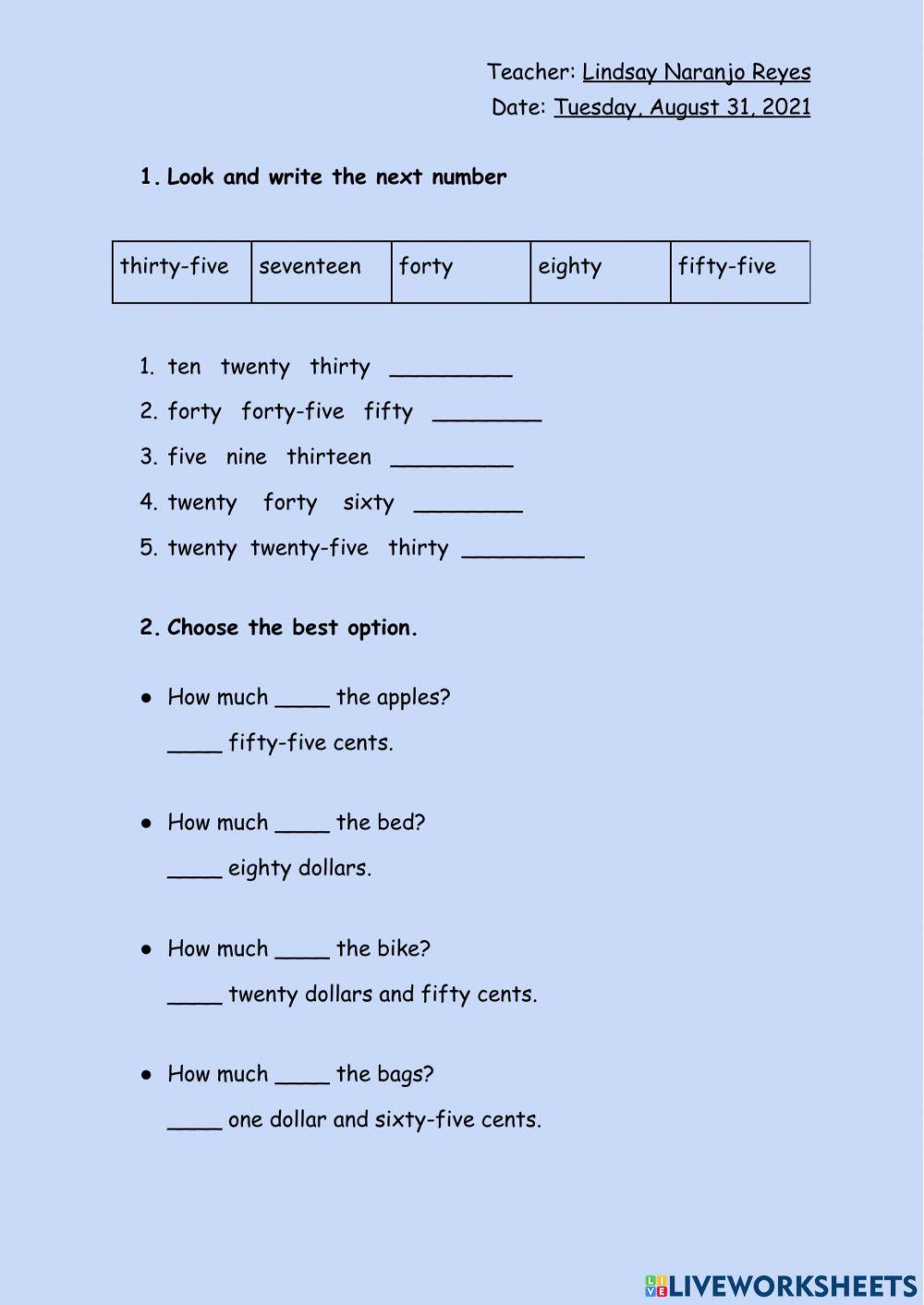 How much is-are interactive worksheet | Live Worksheets