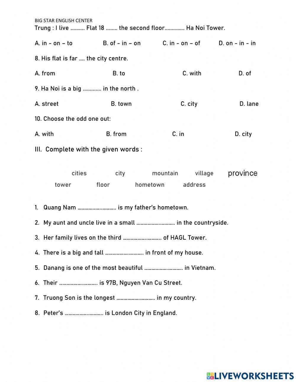 Worksheet 4-Unit 1-Grade 5