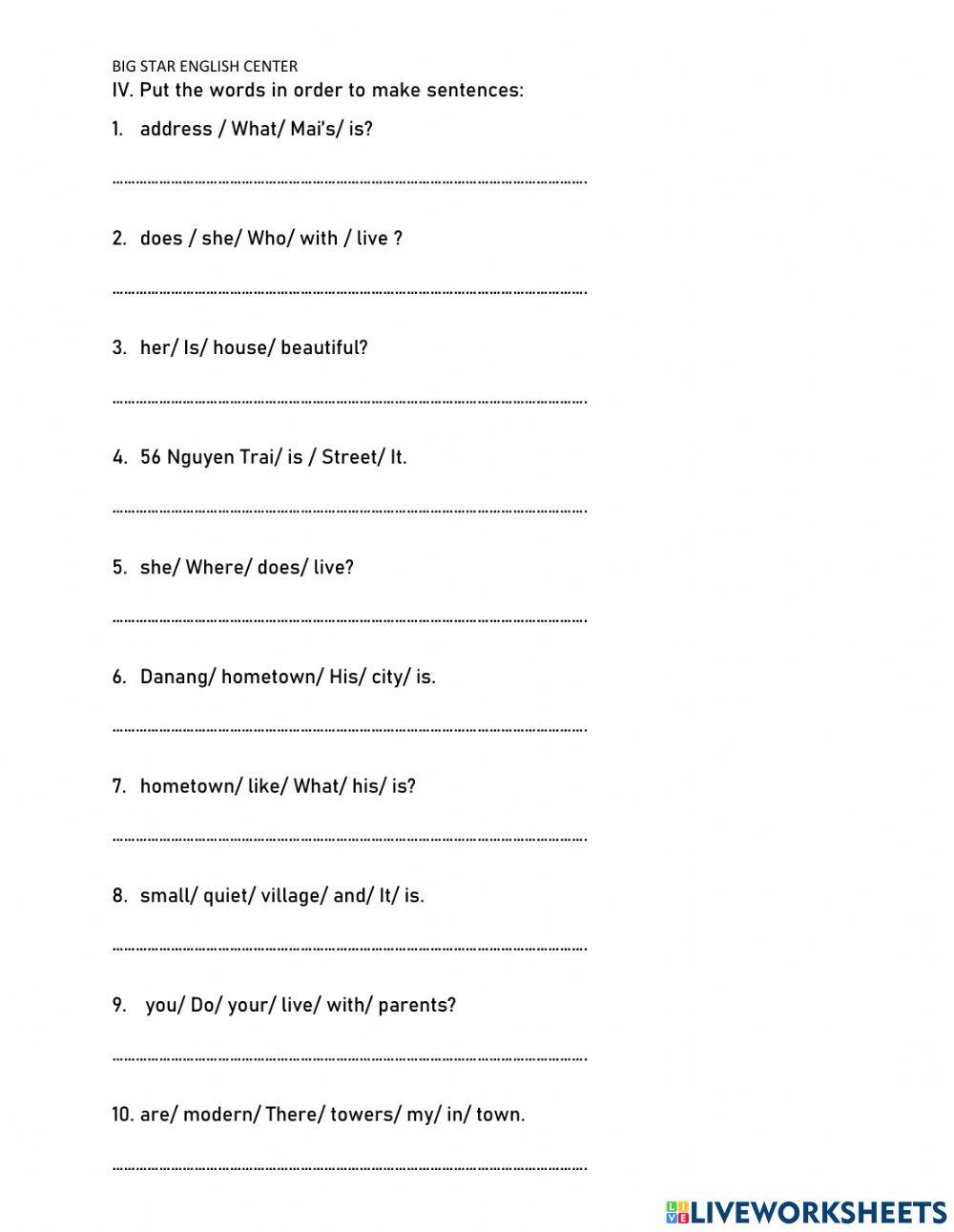 Worksheet 4-Unit 1-Grade 5