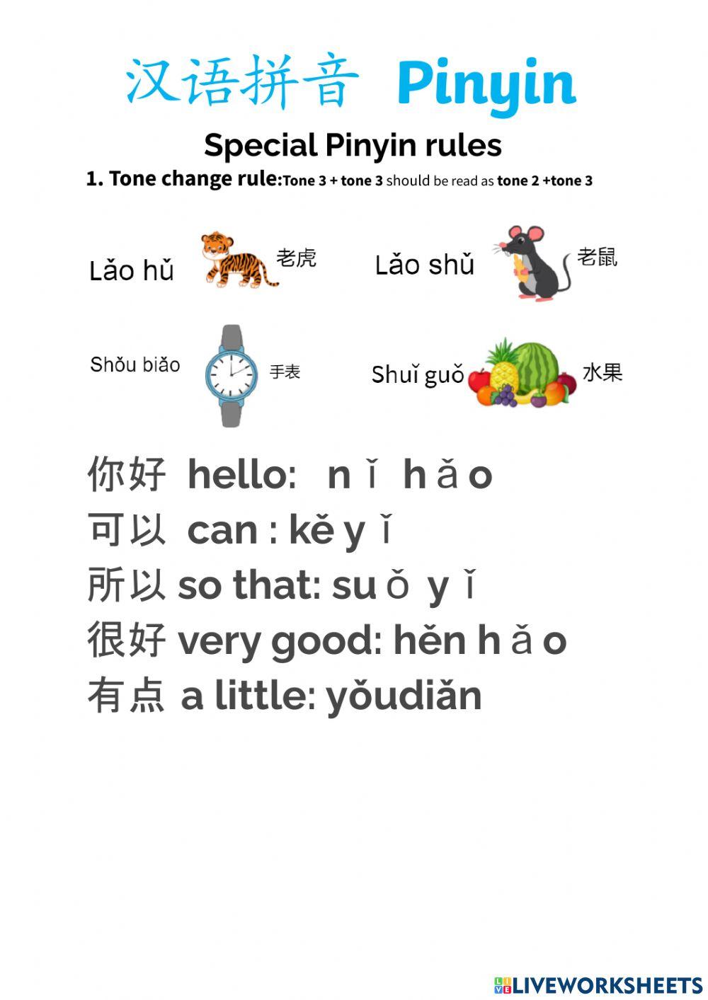 Pinyin special rules