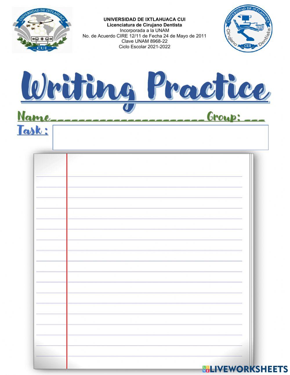 WRITING PRACTICE