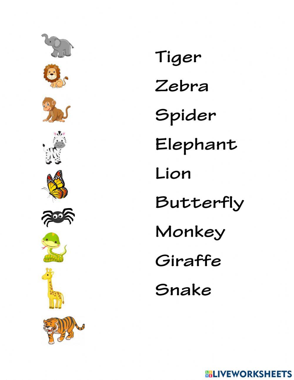 Animals online exercise for preescolar Live Worksheets