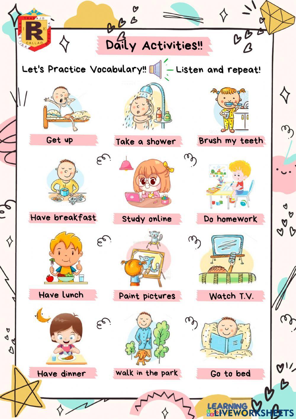 daily-activities-worksheet-for-pre-a1-live-worksheets